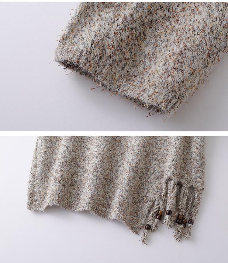 Versatile Knitted Sweater: Round Neck, Loose Fit, Irregular Tassel Cardigan for Autumn and Winter