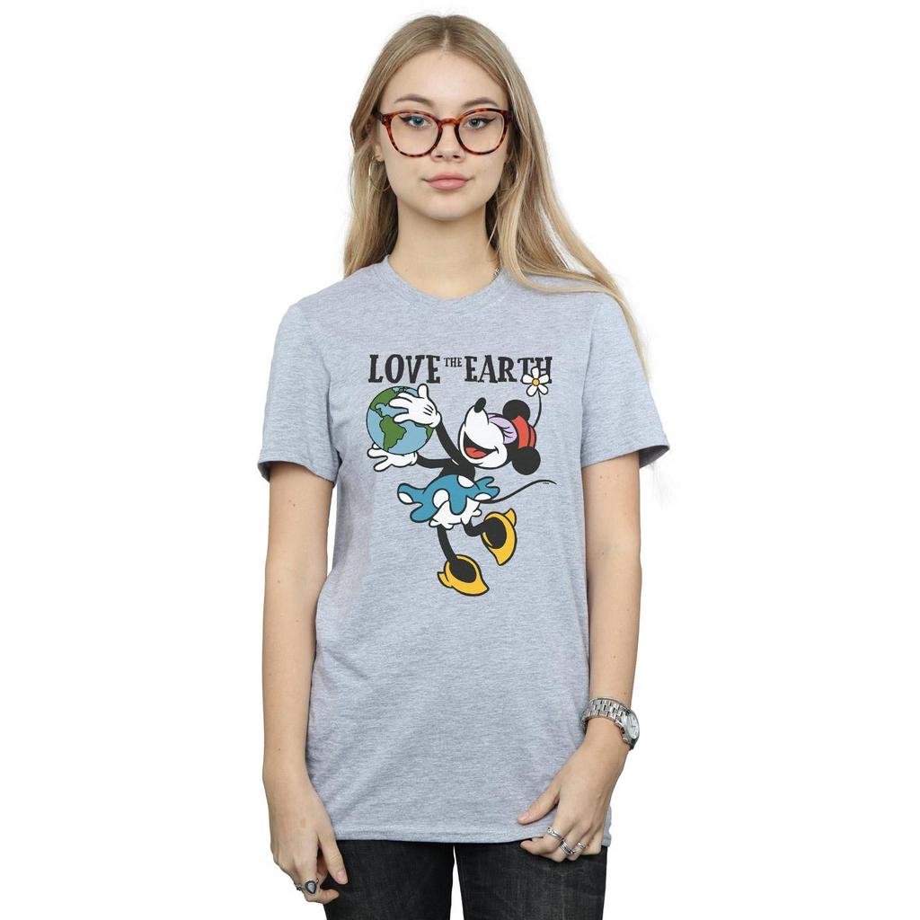 Disney Womens/Ladies Mickey Mouse Love The Earth Cotton Boyfriend T-Shirt