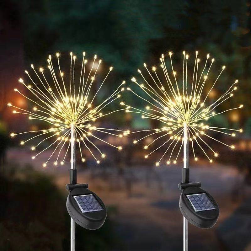 150LED Солнечные садовые фонари Наружные солнечные фейерверки Солнечные фонари Колья из медной проволоки Пейзажные фонари для тропинок на заднем дворе Рождественские украшения