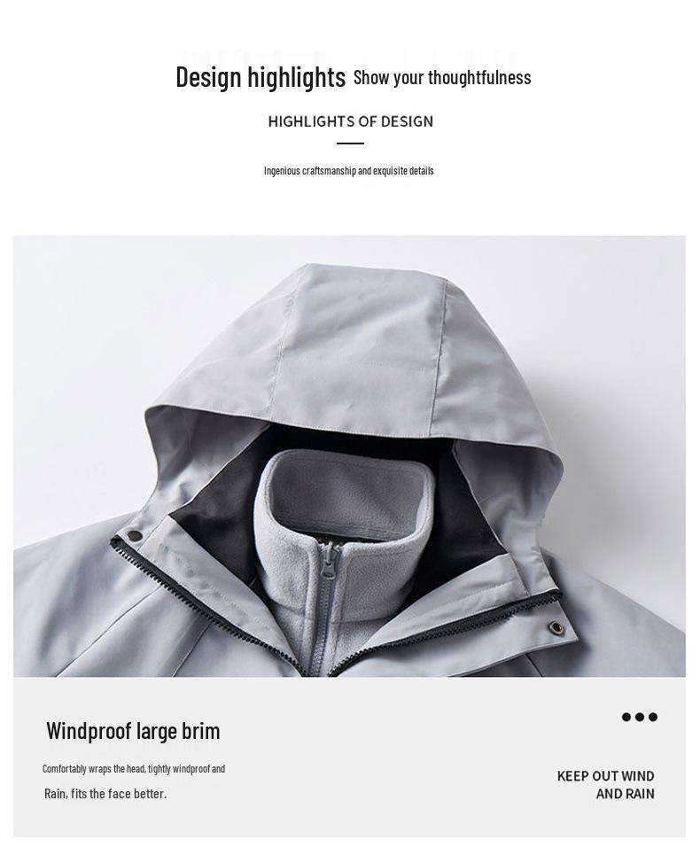 Windproof Waterproof Fleece-Lined Mountain Windbreaker Jacket for Skiing & Hiking