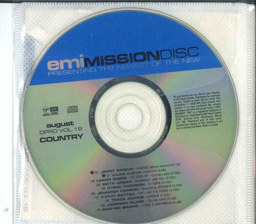 CD РАЗЛИЧНЫЕ Emi Mission Disc Август Dpro Vol. 1 DPROVOL18 EMI MUSIC CANAD Канада КантриФолк Б/У