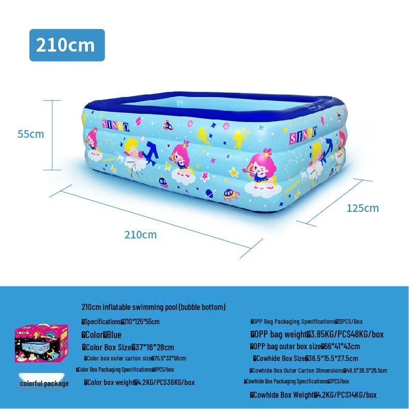 Large Foldable Inflatable Pool for Kids & Adults - Home & Outdoor Water Play