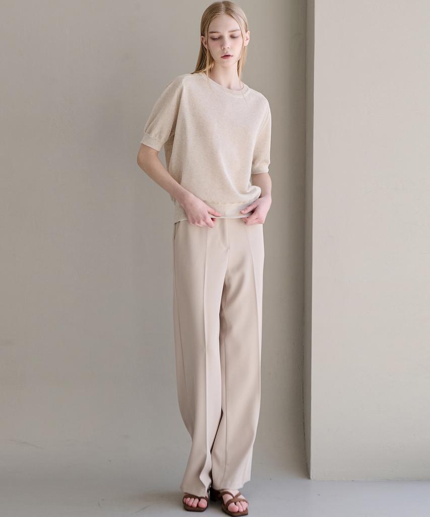 LUSIDA Modern Round Short Sleeve Knit_4 Colors