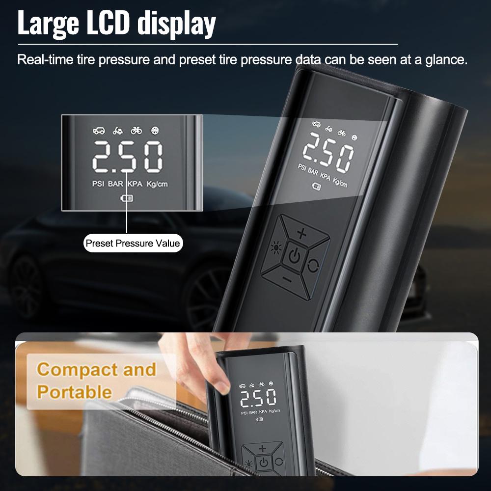 LCD Display 150PSI 120W With LED Light Tire Inflator Air Pump Wireless Digital Portable Tire Pressure Gauge Air Compressor