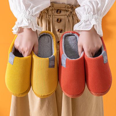 Классические хлопковые тапочки с тканевой этикеткой, Домашние нескользящие хлопковые тапочки с выдувной подошвой для мужчин и женщин, Послеродовая обувь, Меховые тапочки