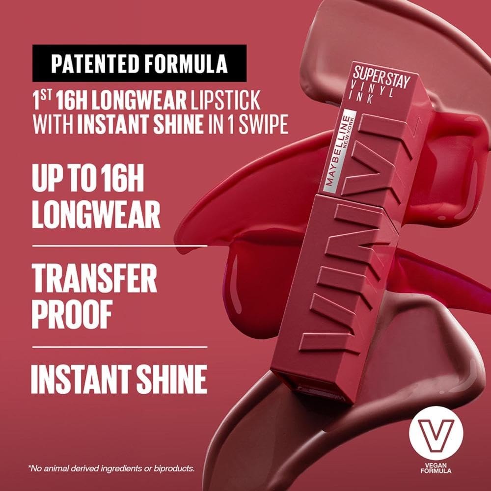 Maybelline Жидкая помада Superstay Vinyl Ink Peppy 4,2 мл Стойкая Высокопигментированная Цвет 16 часов носки
