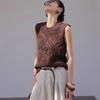 Women's Round Neck Hollow-out Sun Protection Vest 2024 Summer Stylish Layered Knit Top