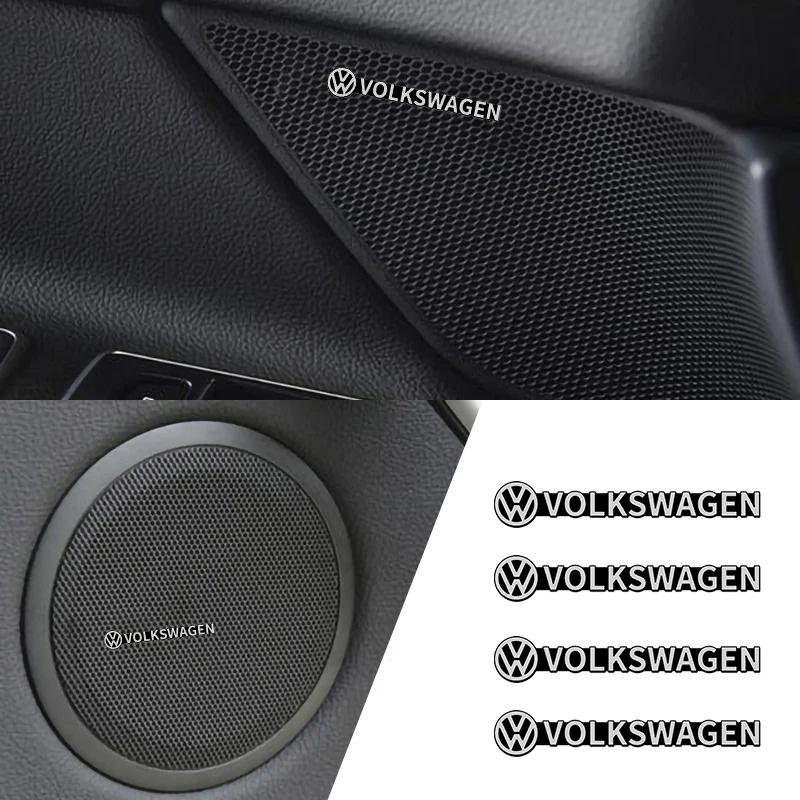 For VW 4Pcs Car Audio Speaker 3D Aluminum Emblem Logo Sticker Decal For Volkswagen VW GTI Polo Golf Passat Tiguan Arteon CC Taigo Jetta