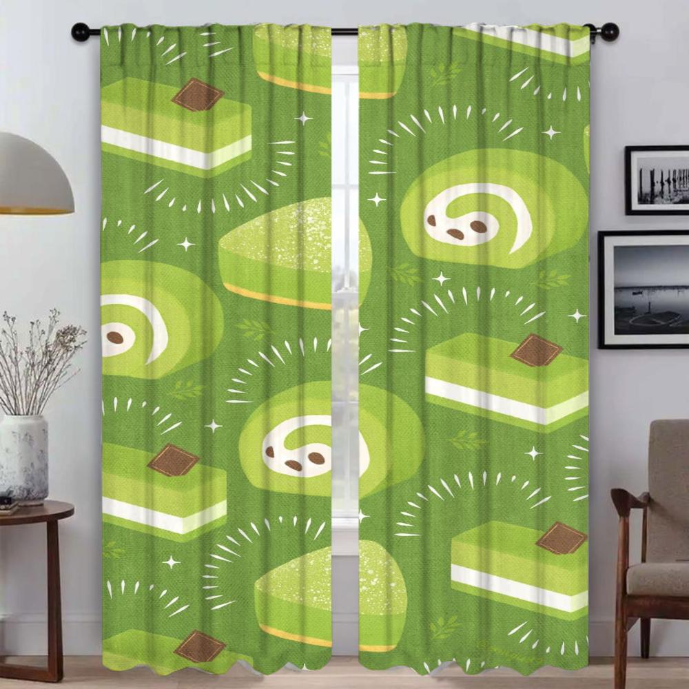 Window Curtain for Room 2 Panel Fruit Home Interior Curtains Shades Partition Halloween Decoration Tulle for Bedroom Living