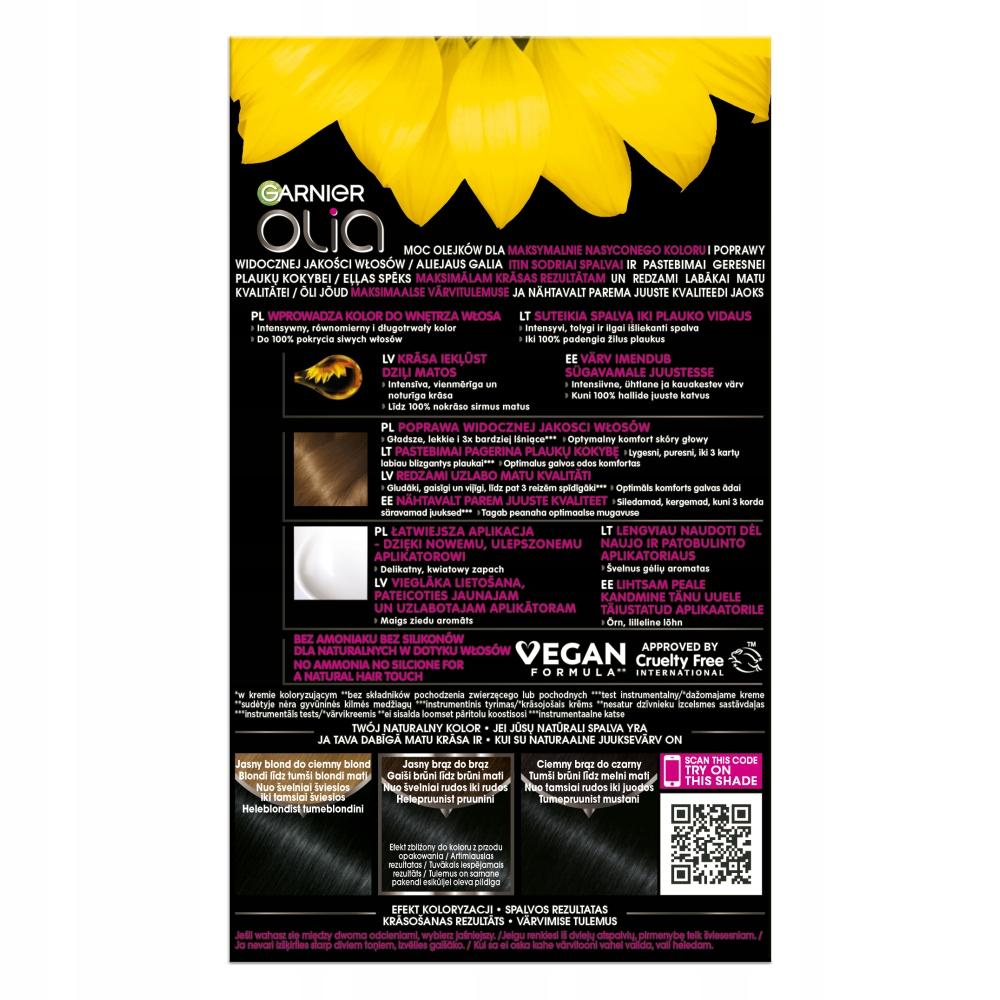 Garnier Olia Permanent Hair Dye, Ammonia-Free, No. 1.0 Deep Black 1