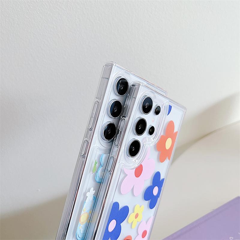Прозрачный чехол для телефона с цветочным рисунком для Samsung Galaxy S24 S23 S22 Plus Note 20 Ultra S21 S20 FE, силиконовая мягкая задняя крышка из ТПУ