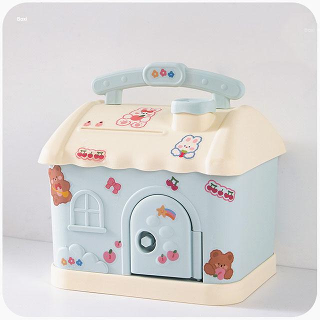 Kawaii Cartoon House Plastic Piggy Bank Cute Save Money Box For Kids Girl Adults Storage Home Decoration Children Birthday Gifts