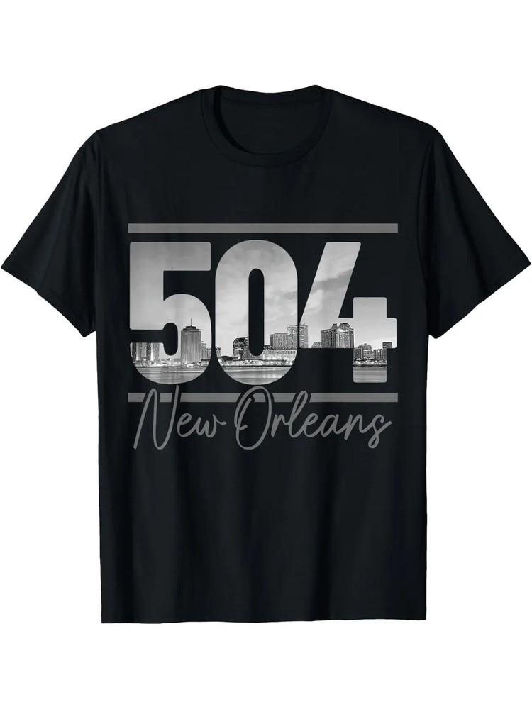 New Orleans 504 Area Code Skyline Louisiana Vintage T-Shirt Cotton Fun Design DI Unisex T-Shirt
