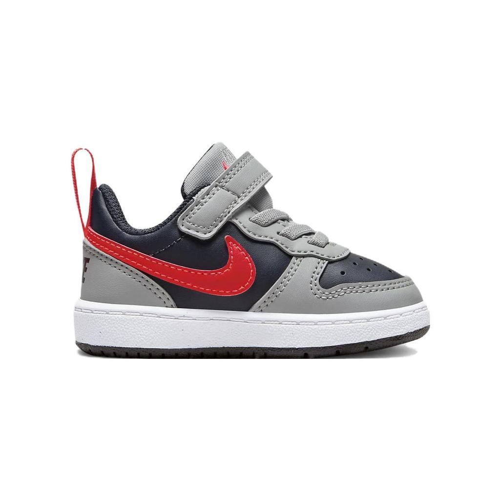Nike Court Borough Low Recraft TD Light Smoke Grey Bright Crimson Baby Sneakers Dark-Obsidian White DV5458-003