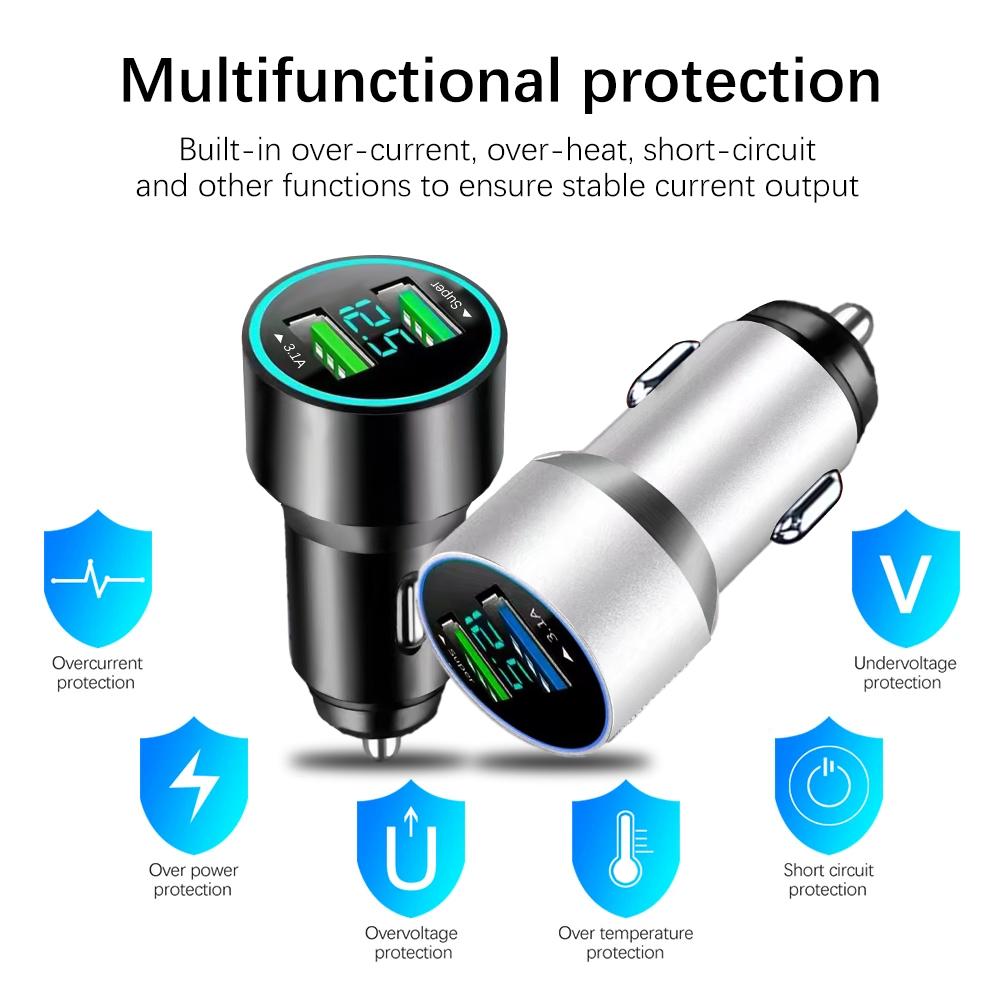 66 Вт + 3,1 А цифровой дисплей светодиодный автомобильный зарядное устройство супер быстрый алюминиевый сплав автомобильный телефон зарядное устройство адаптер для iPhone Samsung Huawei Xiaomi