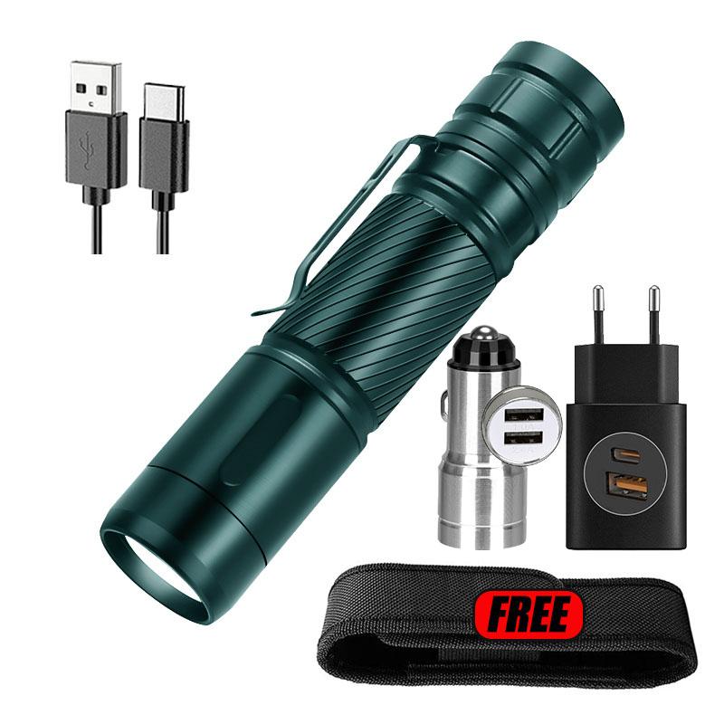 Mini Portable LED Flashlight Type-c Charging High Lumen Ultra Bright Emergency Lighting Lantern Outdoor Waterproof Camping Torch