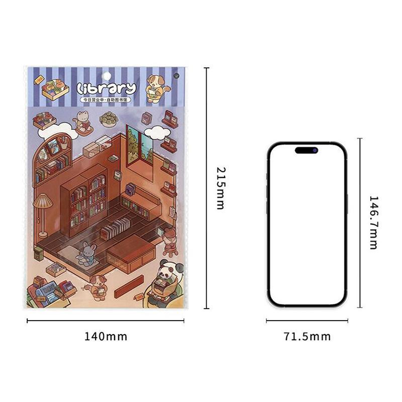 1 лист 3D Пейзаж Хижина Сумка Наклейки Наклейка для питомца Милый мультфильм Карманный DIY Сцена Ландшафтный Декор Наклейка