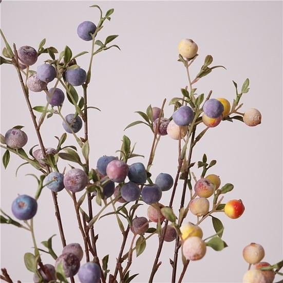Faux Berry Stems Realistic Red/Blue/Purple Berries Branches Artificial Fruits Picks for DIY Flower Arrangement Wedding Home Decor