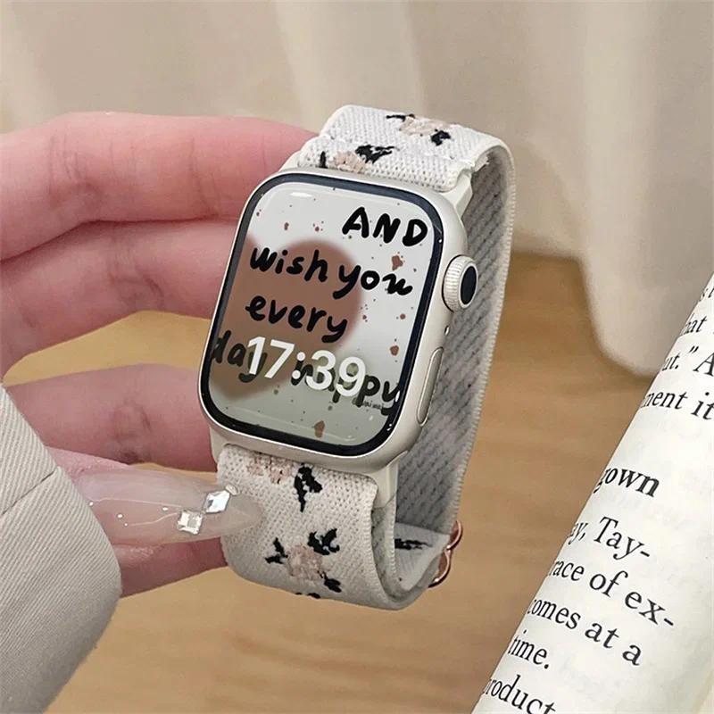 Нейлоновый ремешок с вышивкой Correa Belt Band Для Apple Watch 46мм 45 44 40 49мм 41 42 38мм Для iWatch Серии 10 9 7 8 3 6 Se Ultra2
