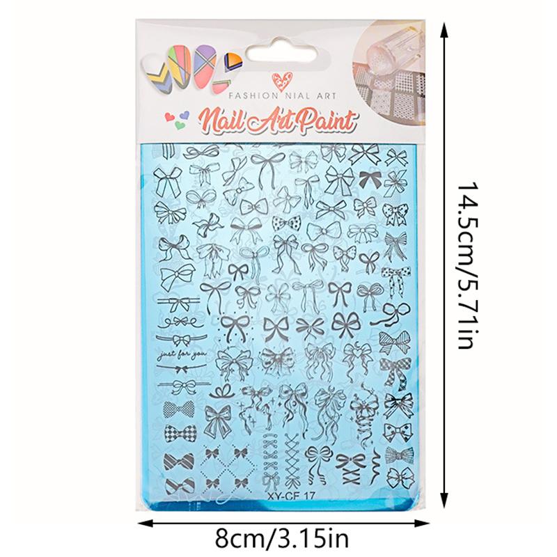 Diverse Ribbon Strap Bowknot Tie Nail Stamping Plates Nail Art Template For Diy Nail Decor Stencils Stainless Steel Stamp Tools