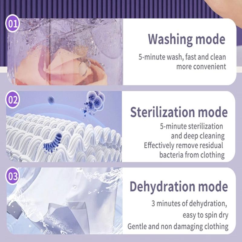 Стиральная машина 2-в-1 для стирки и отжима с мощным двигателем 390 Вт, автоматическим отжимом, мини-стиральной чашей и портативной беспроводной зарядкой