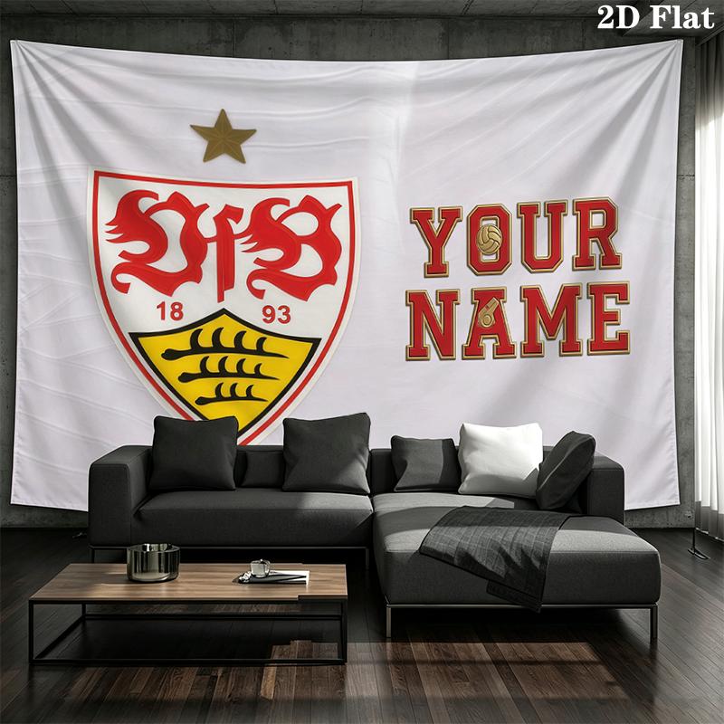 Custom Name,VfB Stuttgart Wall tapestry, aesthetic printed fabric blanket, suitable for bedroom, living room, and home decor.