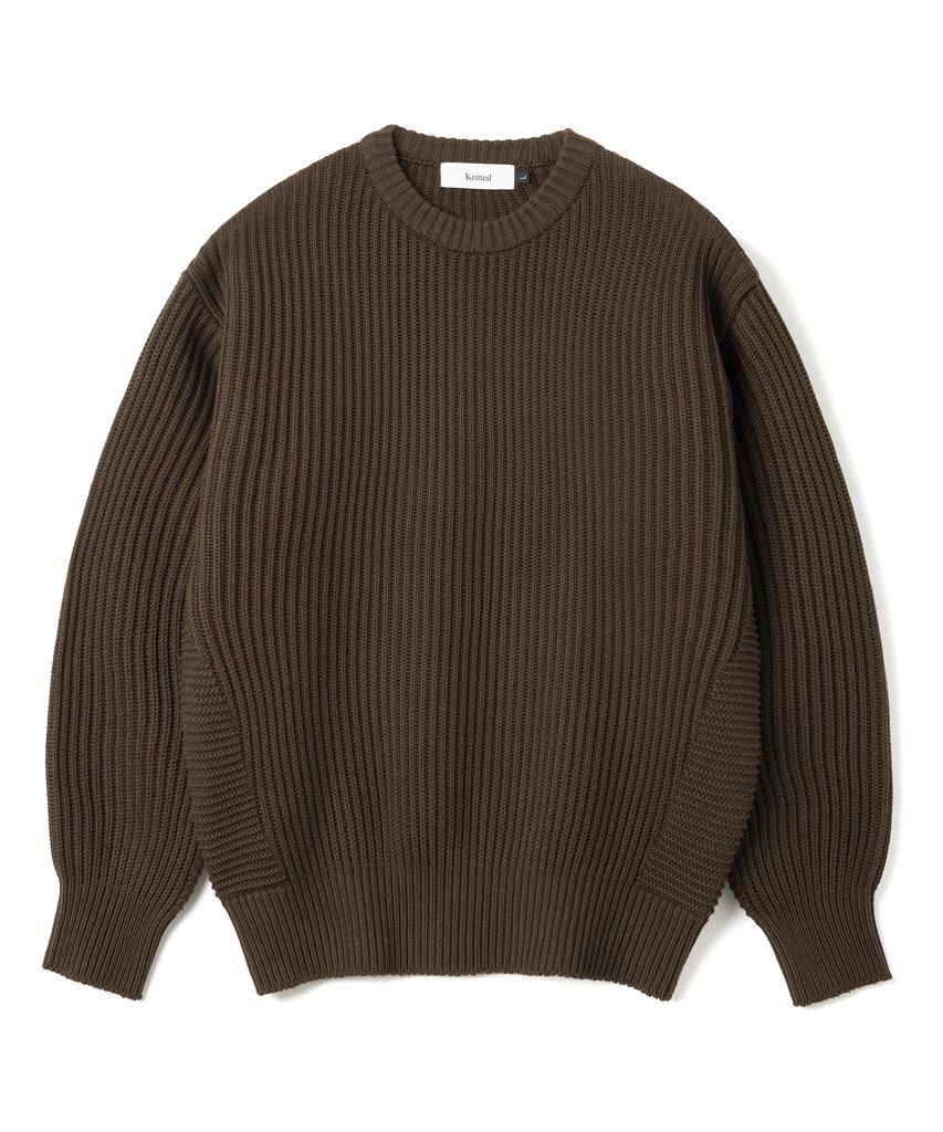 KNITTED Cotton Minimalist Round Knit Brown