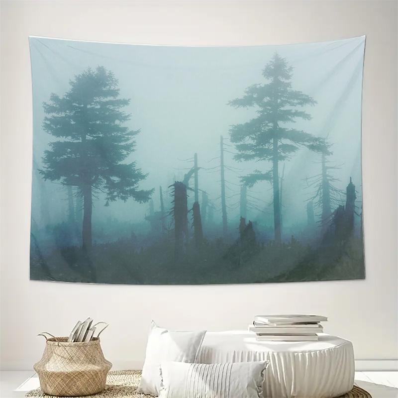 Forest Tapestry Woodland Wall Hanging Nature Landscape Home Decor Room Aesthetic Vintage Greenery Mountain Backdrop Wall Art
