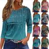 Women's Fashion Casual Loose 3/4 Sleeve Printed Round Neck Top