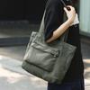 Tote Bag Women's Solid Color Large Capacity Shoulder Bag Student Canvas Underarm Bag