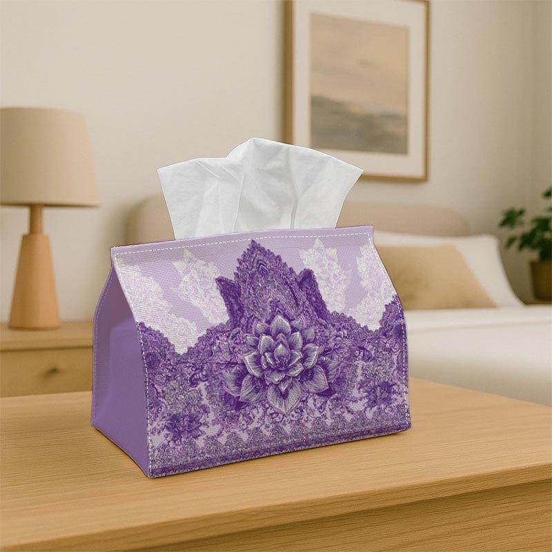 1pc Elegant Purple & White Floral Tissue Box Holder & Napkin Dispenser - Multifunctional Decorative Organizer Compatible with Tissues/Roles/Sheets for