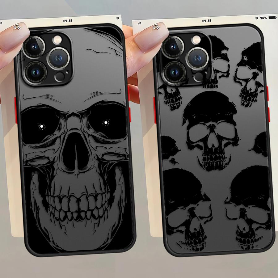 Чехол для iPhone 17 Pro Max 13 Mini 7 8 SE XS XR Air 14 12 15 16 Plus 11 Funda Задняя крышка телефона Скелет Череп