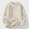 Men's Autumn/Winter Casual Twisted Sweater - Light Mature Style, Solid Color, Round Neck Pullover
