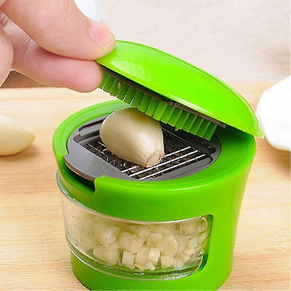 Kitchen Innovations Garlic Press, Crusher, Cutter, Mincer, and Storage Container - Includes Silicone Garlic Peeler - Easy to Clean - Stainless Steel B
