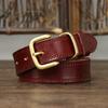 Простой модный тренд, стираный ретро-ремень для женщин, кожаный ремень из натуральной кожи первого слоя из коровьей кожи с латунной пряжкой, женский джинсовый ремень