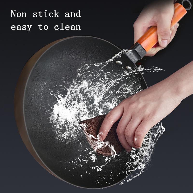 Чугунный горшок, старинная кованая китайская сковорода Wok с антипригарным покрытием, для дома, 26 см, кухонная сковорода Wok для индукционной плиты, газовой плиты