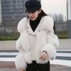 Winter Thickened Warm Cotton-padded Clothes Faux Fox Fur Coat Wind Proof Body Warmer Jacket for Women