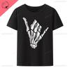 Halloween Finger Skeleton Printed  Tshirt Gothic Street Fashion Oneck Cotton Short Sleeve Tee Loose Breathable Hipster Tops