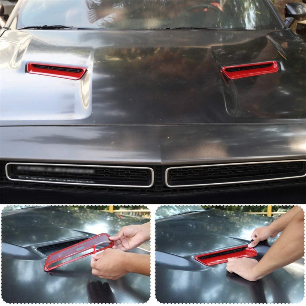 Hood Vents Outlets Vents Cover Trim Interior Decoration Accessories for Dodge Challenger 2015-UP Red 2PCS