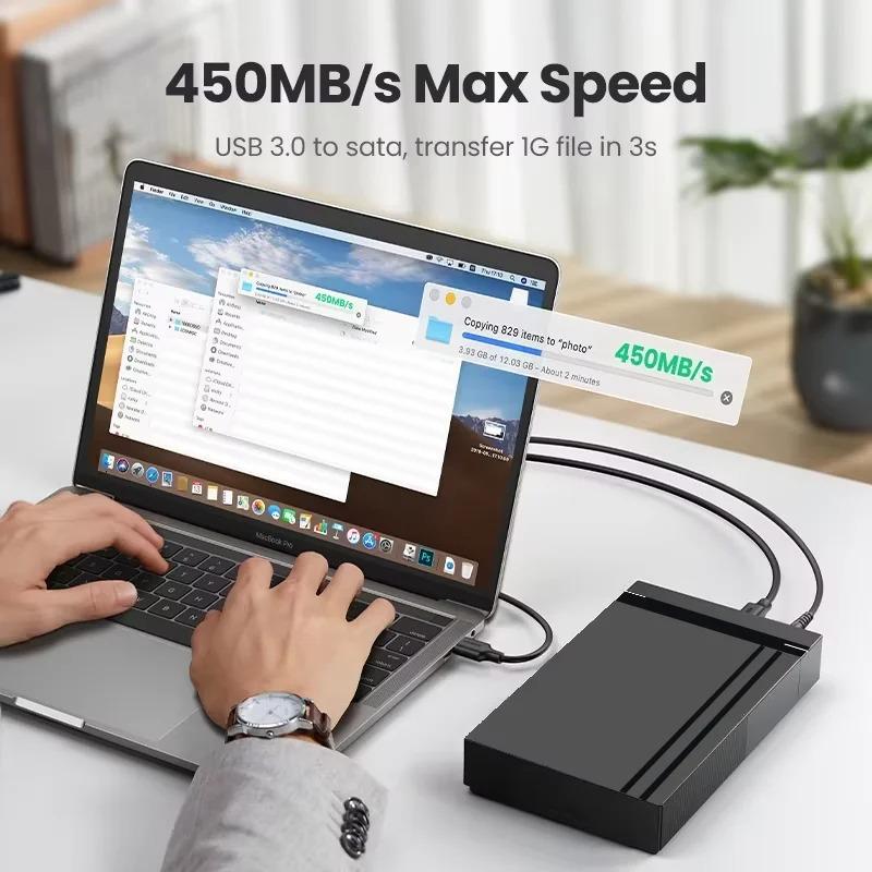 Корпус для жесткого диска 3,5 дюйма USB 3.0 - SATA Внешний жесткий диск Корпус для жесткого диска 5 Гбит/с Высокоскоростной адаптер для 2,5"3,5" SSD Жесткий диск Корпус для ПК Поддержка жесткого диска 10 ТБ