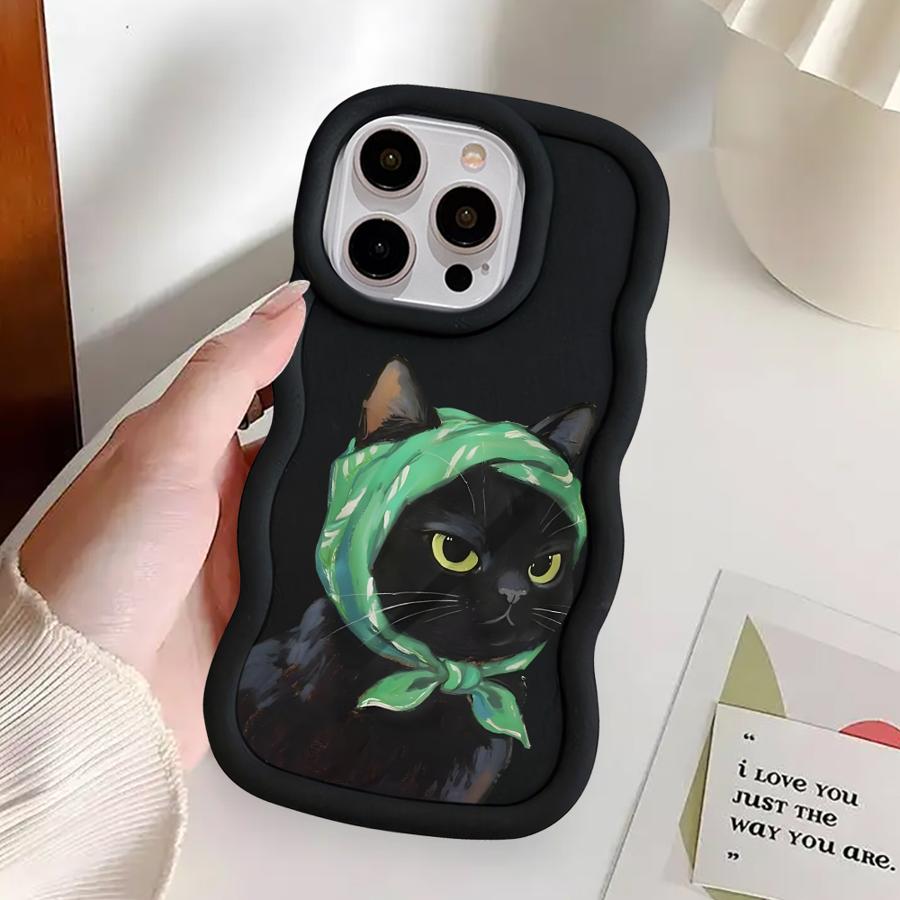 Мягкий чехол для телефона для iPhone 16 Pro Max 8 12 13 17 Air 14 15 Plus XR 11 Мультяшный кот