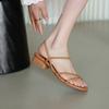 2025 лето новые простые квадратные босоножки с тонким ремешком женские с плоской подошвой одно слово с открытым носком римские туфли женские