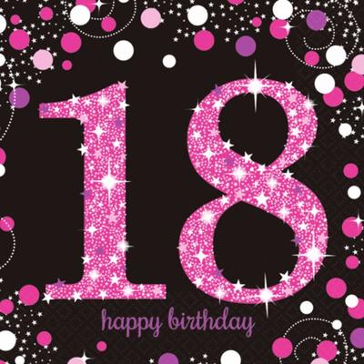 Сверкающие салфетки на 18-летие (Упаковка из 16 шт.)