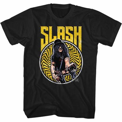 Slash Guns N Roses Bold N Yellow Black Adult T-Shirt