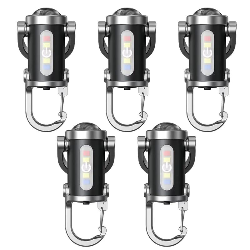 Мини светодиодный COB фонарик, USB-зарядка, брелок-фонарь, портативный карманный, для улицы, кемпинга, работы, с красным и синим светом