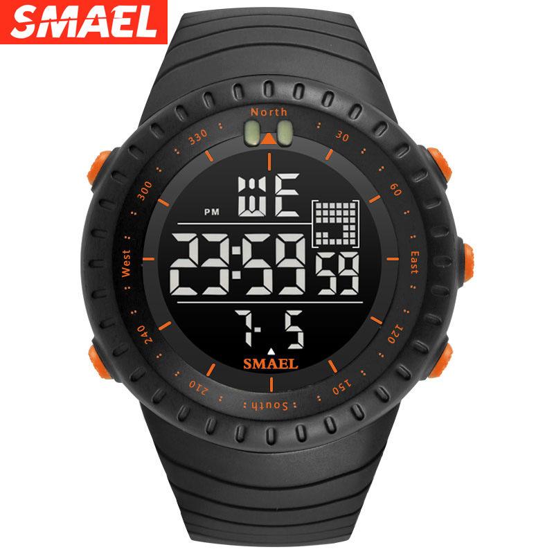 SMAEL Многофункциональные уличные часы Мужские водонепроницаемые спортивные электронные часы Светящиеся часы-будильник