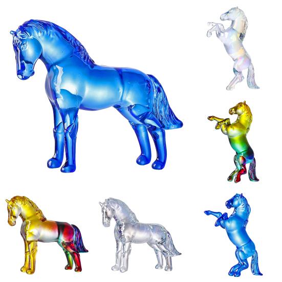 Маленькая прозрачная статуэтка лошади из искусственного хрусталя, коллекционная скульптура животного для декора гостиной, дома, офиса, стола