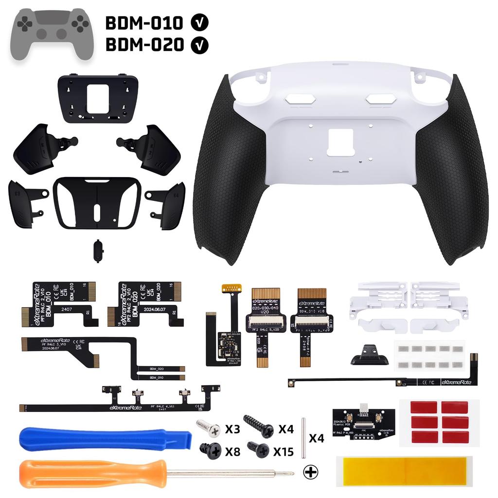 eXtremeRate RISE4 Plus MAX Back Paddle Kit Compatible with PS5 Controller with Clicky Trigger Stop Rubber Remappable Back Button Kit for Compatible