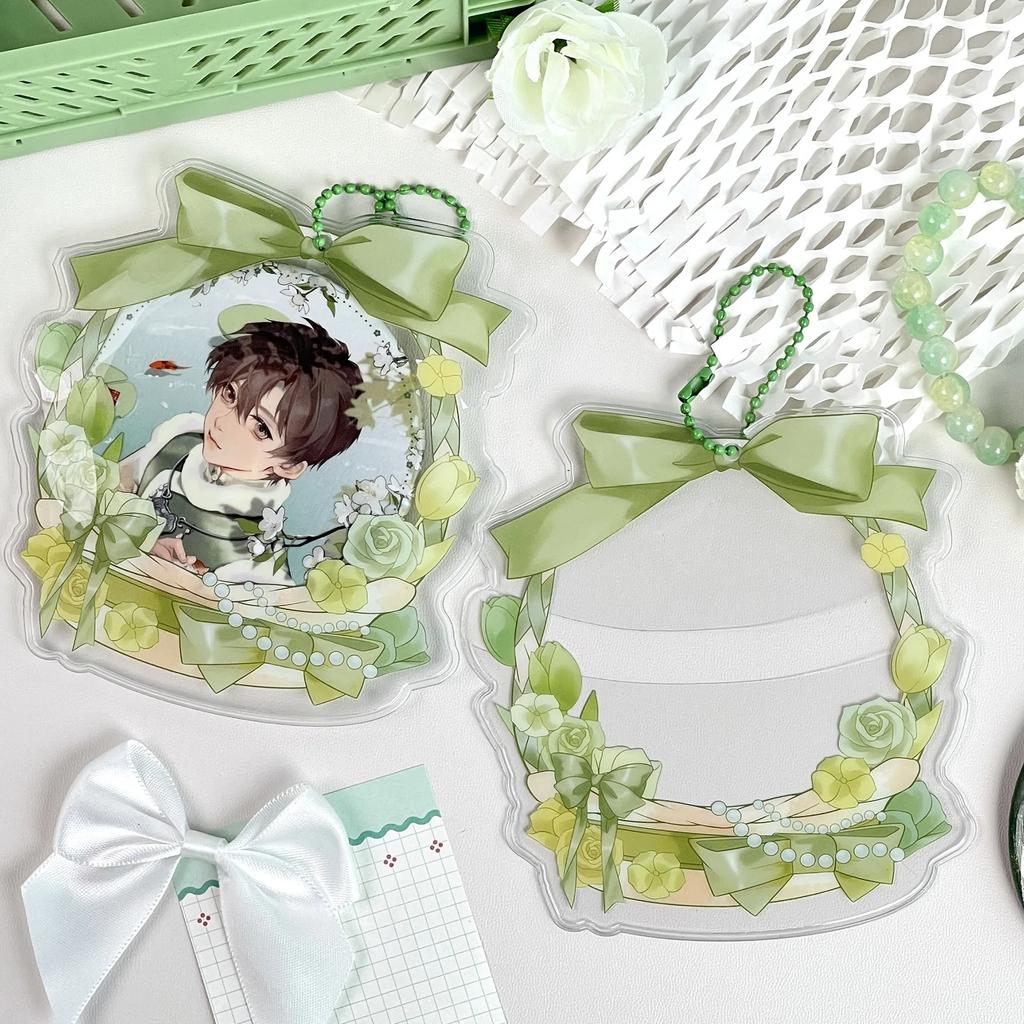 Japanese Aesthetic Cute Bow Flower Basket Badge Holder Anime Souvenir Transparent Display Protective Cover for 75mm Round Badge