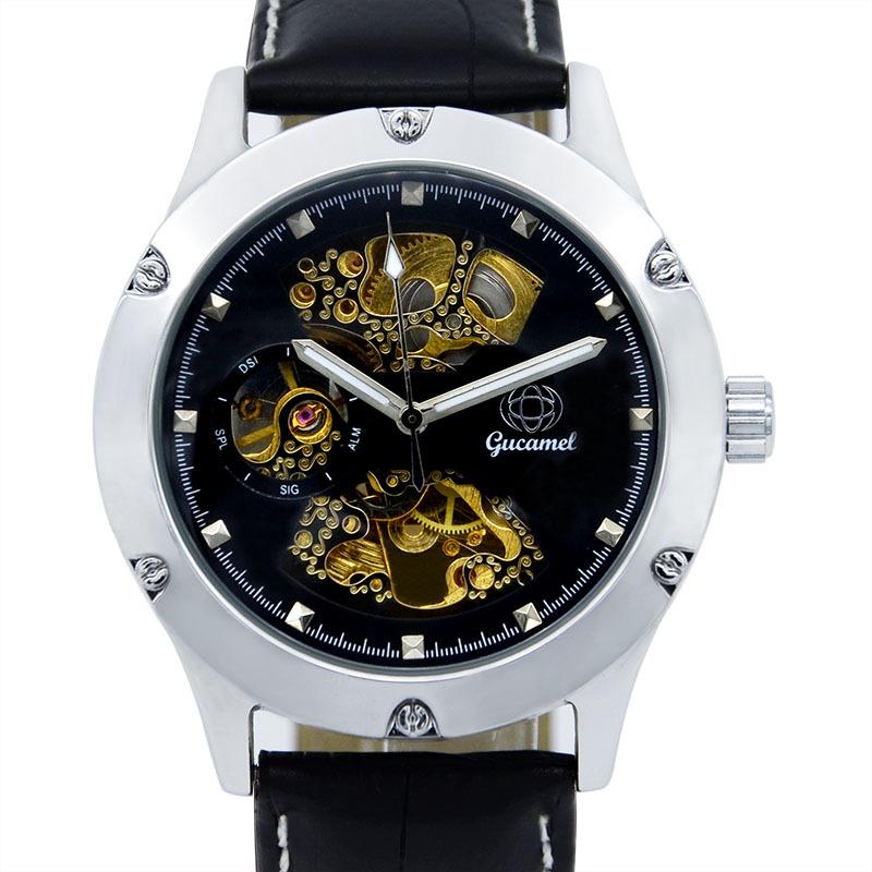 GUCAMEL Механические часы Мужские часы Перфорированные механические часы Деловые мужские часы